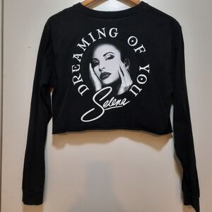 Official Selena Merch Dreaming Of You Long Sleeve Crop T-Shirt Size Medium Black
